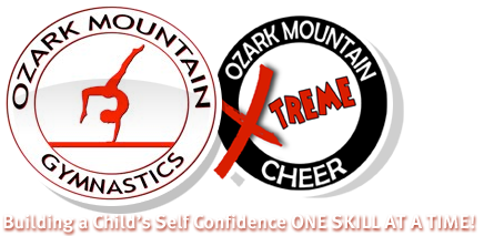 Ozark Mountain Gymnastics Springfield Missouri cheer & gymnastics logo